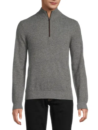 Amicale Men's Classic Fit Cashmere Zip Up Sweater In Med Grey