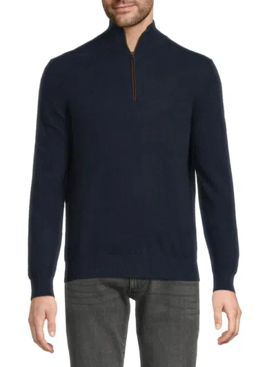 Amicale Men's Classic Fit Cashmere Zip Up Sweater In Navy