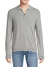 Amicale Men's Classic Fit Long Sleeve Cashmere Polo Sweater In Grey