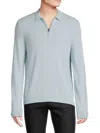 Amicale Men's Classic Fit Long Sleeve Cashmere Polo Sweater In Light Blue