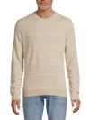 Amicale Men's Classic Fit Striped Cashmere Sweater In Oatmeal