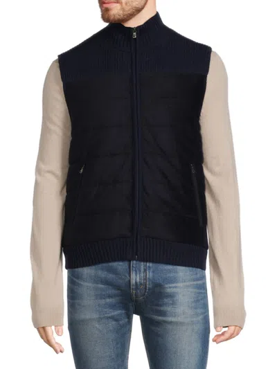 Amicale Men's Quilted Sweater Vest In Navy