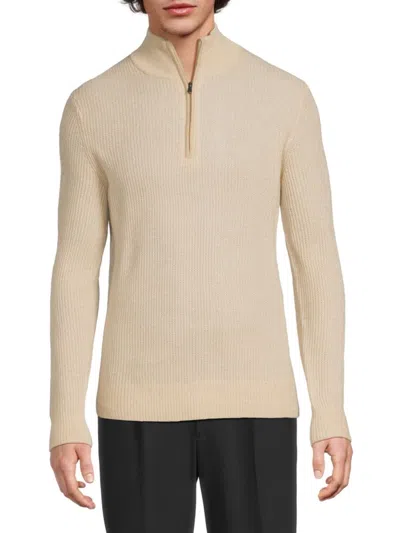 Amicale Men's Textured Cashmere Sweater In White