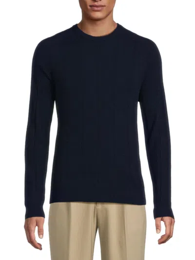 Amicale Men's Textured Striped Cashmere Sweater In Navy