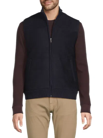 Amicale Men's Wool & Cashmere Puffer Vest In Navy