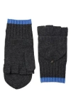 Amicale Pop Top Fingerless Cashmere Knit Gloves In Blue
