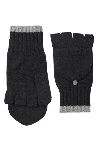 Amicale Pop Top Fingerless Cashmere Knit Gloves In Blue