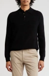 Amicale Rib Cashmere Polo Sweater In Black