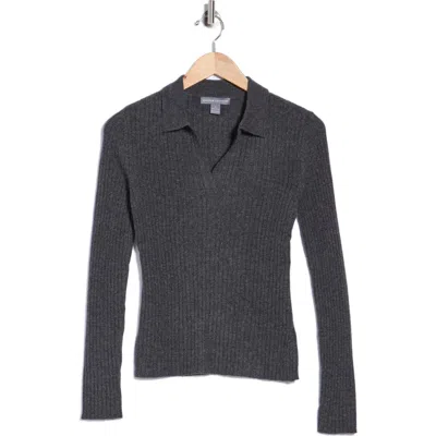 Amicale Rib Cashmere Polo Sweater In Gray