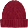 Amicale Ribbed Cashmere Double Cuff Beanie In Brown