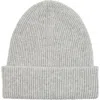 Amicale Ribbed Cashmere Double Cuff Beanie In Light Grey