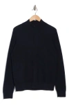 Amicale Textured Merino Wool Quarter Zip Pullover In Navy