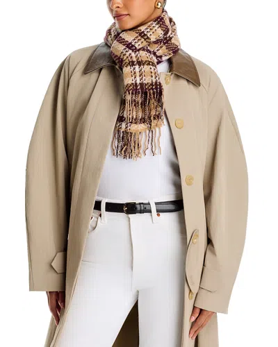 Amicale Tweed Plaid Cashmere Scarf In Brown