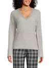 Amicale Women's Cashmere V-neck Sweater In Grey