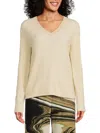 Amicale Women's Cashmere V-neck Sweater In Oatmeal