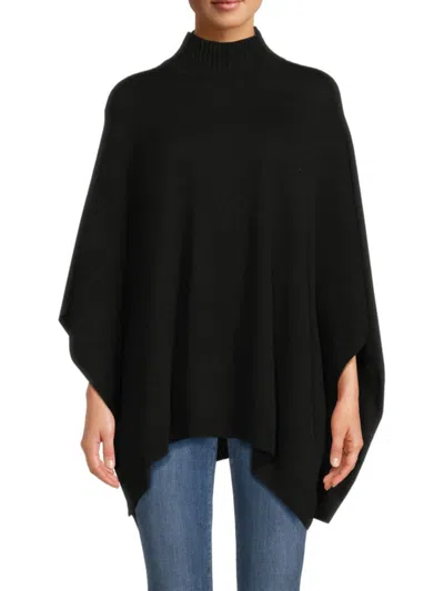 Amicale Women's Cashmere Poncho In Black