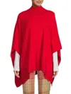 Amicale Women's Cashmere Poncho In Red