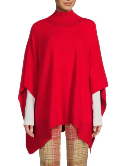 Amicale Women's Cashmere Poncho In Red