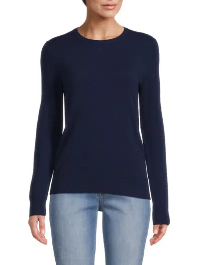 Amicale Women's Cashmere Solid Sweater In Navy
