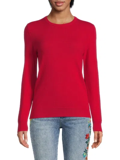 Amicale Women's Cashmere Solid Sweater In Red