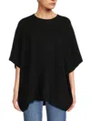 Amicale Women's Knit Cashmere Poncho In Black