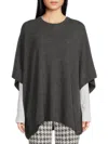 Amicale Women's Knit Cashmere Poncho In Charcoal