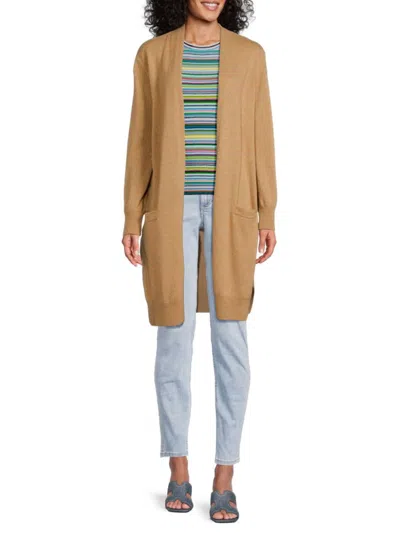 Amicale Women's Longline Open Front Cashmere Cardigan In Camel