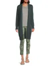 Amicale Women's Longline Open Front Cashmere Cardigan In Green