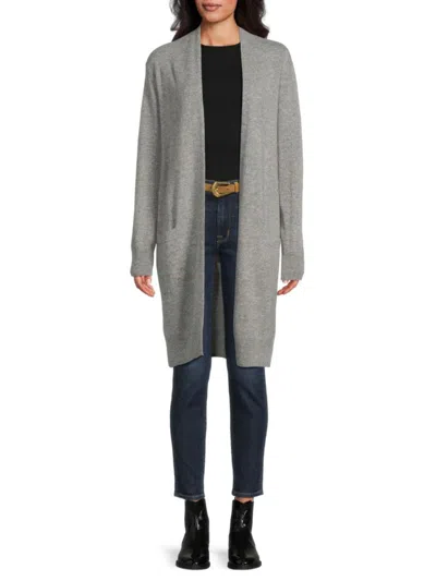 Amicale Women's Longline Open Front Cashmere Cardigan In Grey