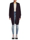 Amicale Women's Longline Open Front Cashmere Cardigan In Purple