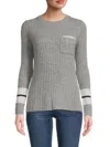 Amicale Women's Pocket Cashmere Sweater In Grey