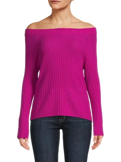 Amicale Women's Ribbed Cashmere Sweater In Fuschia