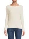 Amicale Women's Ribbed Cashmere Sweater In Ivory
