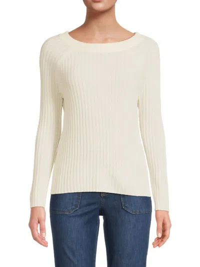 Amicale Women's Ribbed Cashmere Sweater In Ivory