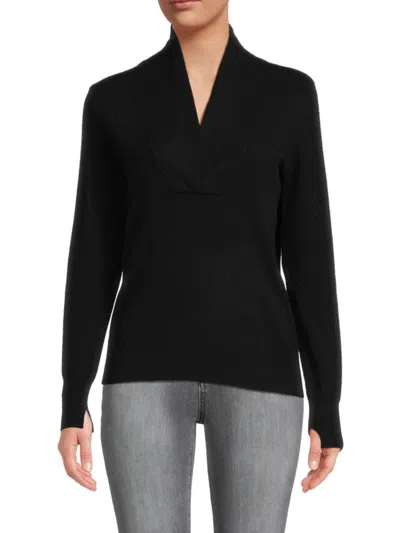 Amicale Women's Shawl Collar Cashmere Sweater In Black