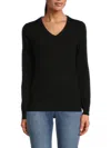 Amicale Women's V Neck Cashmere Sweater In Black