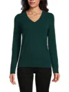 Amicale Women's V Neck Cashmere Sweater In Green