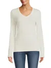 Amicale Women's V Neck Cashmere Sweater In Ivory