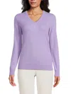 Amicale Women's V Neck Cashmere Sweater In Lavender