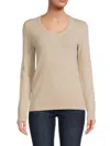 Amicale Women's V Neck Cashmere Sweater In Oat
