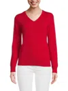 Amicale Women's V Neck Cashmere Sweater In Red