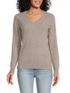 Amicale Women's V Neck Cashmere Sweater In Toast