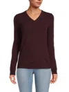 Amicale Women's V Neck Cashmere Sweater In Wine