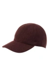 Amicale Wool & Cashmere Faux Shearling Lined Knit Baseball Cap In Burgundy