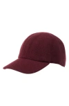 Amicale Wool & Cashmere Faux Shearling Lined Knit Baseball Cap In Burgundy