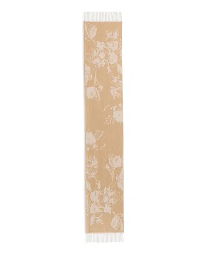 Amicale Woven Floral Cashmere Scarf In Camel