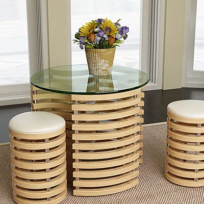 Amidey 20" Inch Round Tempered Glass Table Top Clear Glass 1/4" Inch Thick Round Polished Edge In Brown