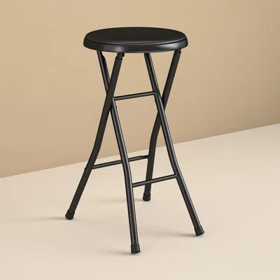 Amidey 2pack Folding Metal Stool, Black