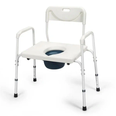 Amidey 3-in-1 Heavy-duty Commode Chair (34" X 21" X 35.5"-39" )removable Bucket, Sturdy Iron Frame For Elde In White