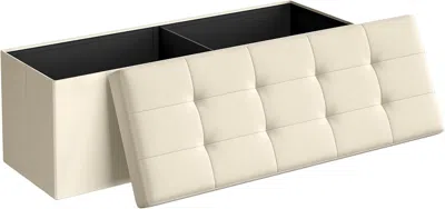 Amidey 43 Inches Folding Storage Ottoman Bench, Ottoman Foot Rest, End Of Bed Bench, Storage Chest, Load 66 In Neutral